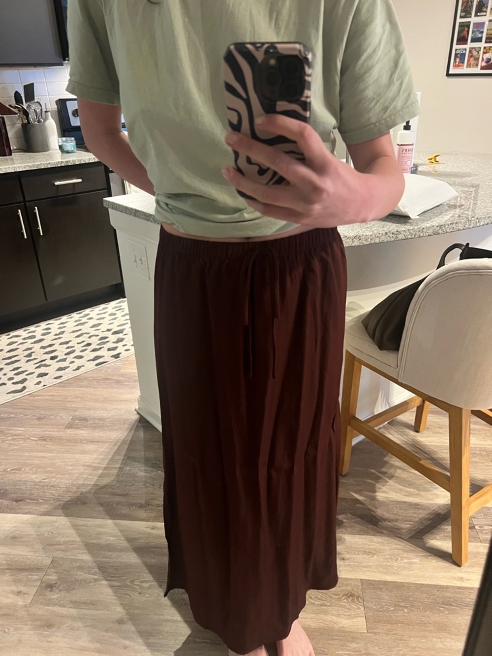 LOFT Drawstring Skirt Maroon